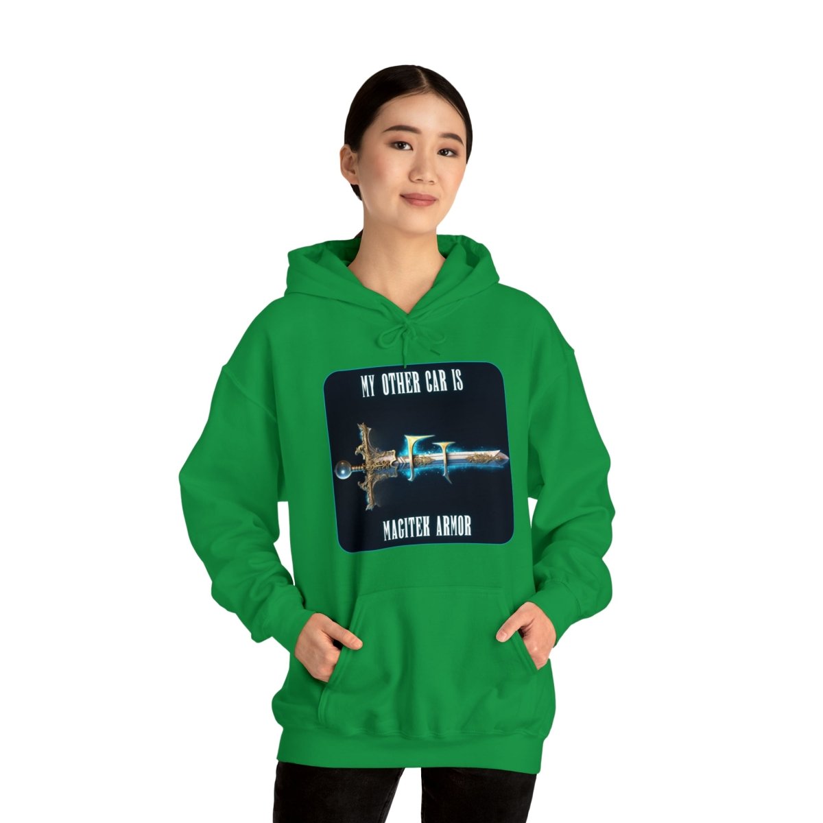 Goated Goods - Final Fantasy - My other car is a Magitek Armor - Unisex Hoodie - Irish Green - XL