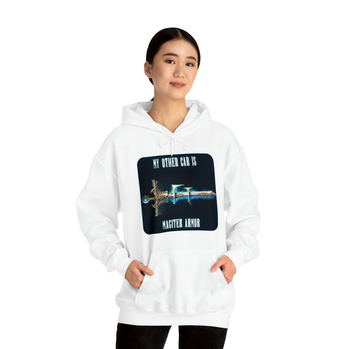 Goated Goods - Final Fantasy - My other car is a Magitek Armor - Unisex Hoodie - White - L