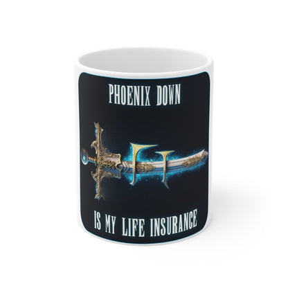 Goated Goods - Final Fantasy - Phoenix Down is my life insurance - Coffee Mug - 11oz -