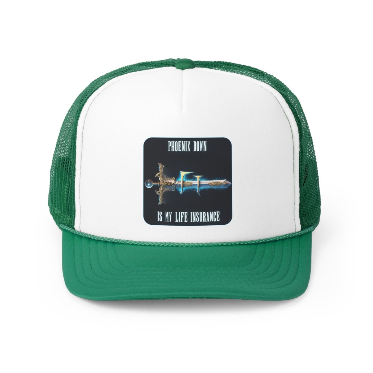 Goated Goods - Final Fantasy - Phoenix Down is my life insurance - Trucker Hat - Green - One size