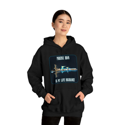 Goated Goods - Final Fantasy - Phoenix Down is my life insurance - Unisex Hoodie - Black - S