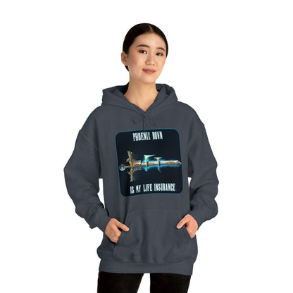 Goated Goods - Final Fantasy - Phoenix Down is my life insurance - Unisex Hoodie - Heather Navy - S