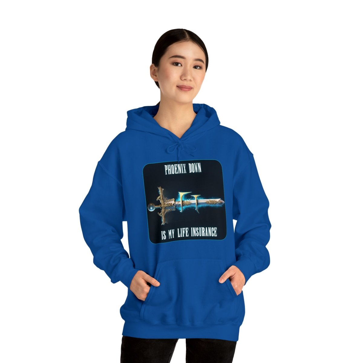 Goated Goods - Final Fantasy - Phoenix Down is my life insurance - Unisex Hoodie - Royal - S