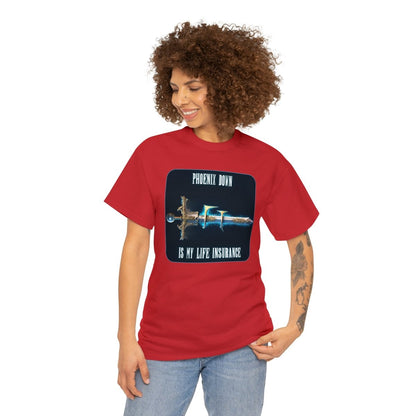 Goated Goods - Final Fantasy - Phoenix Down is my life insurance - Unisex T-shirt - Red - S