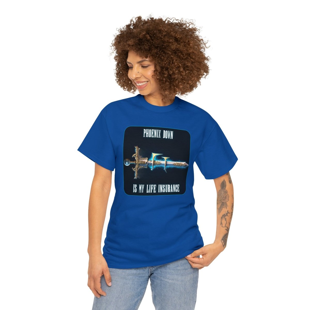 Goated Goods - Final Fantasy - Phoenix Down is my life insurance - Unisex T-shirt - Royal - S