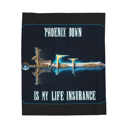 Goated Goods - Final Fantasy - Phoenix Down is my life insurance - Velveteen Plush Blanket - 30" × 40" -