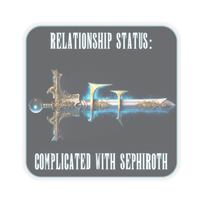 Goated Goods - Final Fantasy - Relationship status Complicated with Sephiroth - Kiss-Cut Transparent Sticker - 2" × 2" - Transparent