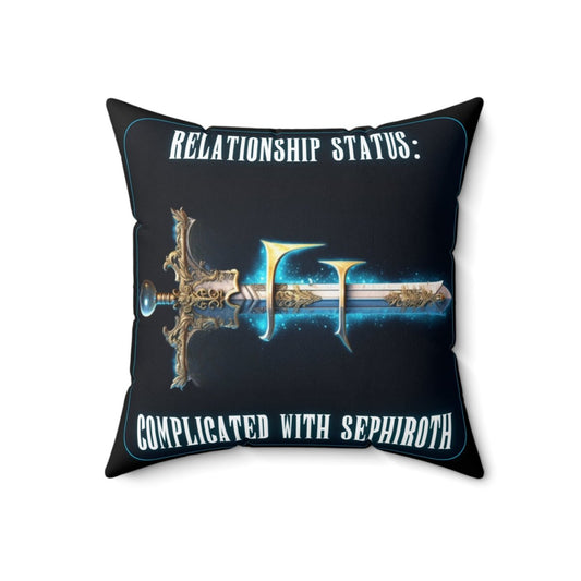 Goated Goods - Final Fantasy - Relationship status Complicated with Sephiroth - Square Pillow - 18" × 18" -