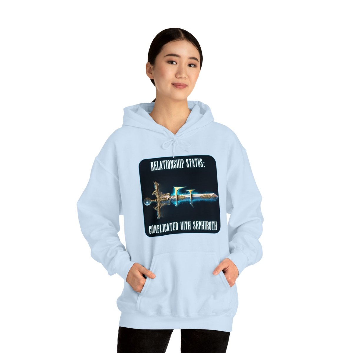 Goated Goods - Final Fantasy - Relationship status Complicated with Sephiroth - Unisex Hoodie - Light Blue - S