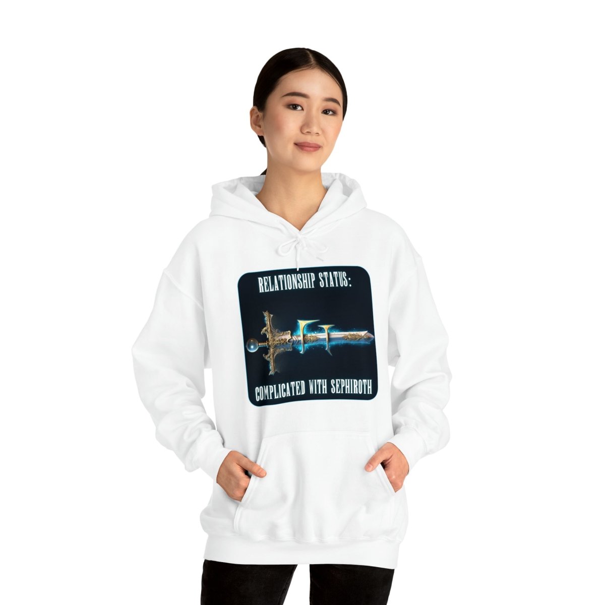 Goated Goods - Final Fantasy - Relationship status Complicated with Sephiroth - Unisex Hoodie - White - S