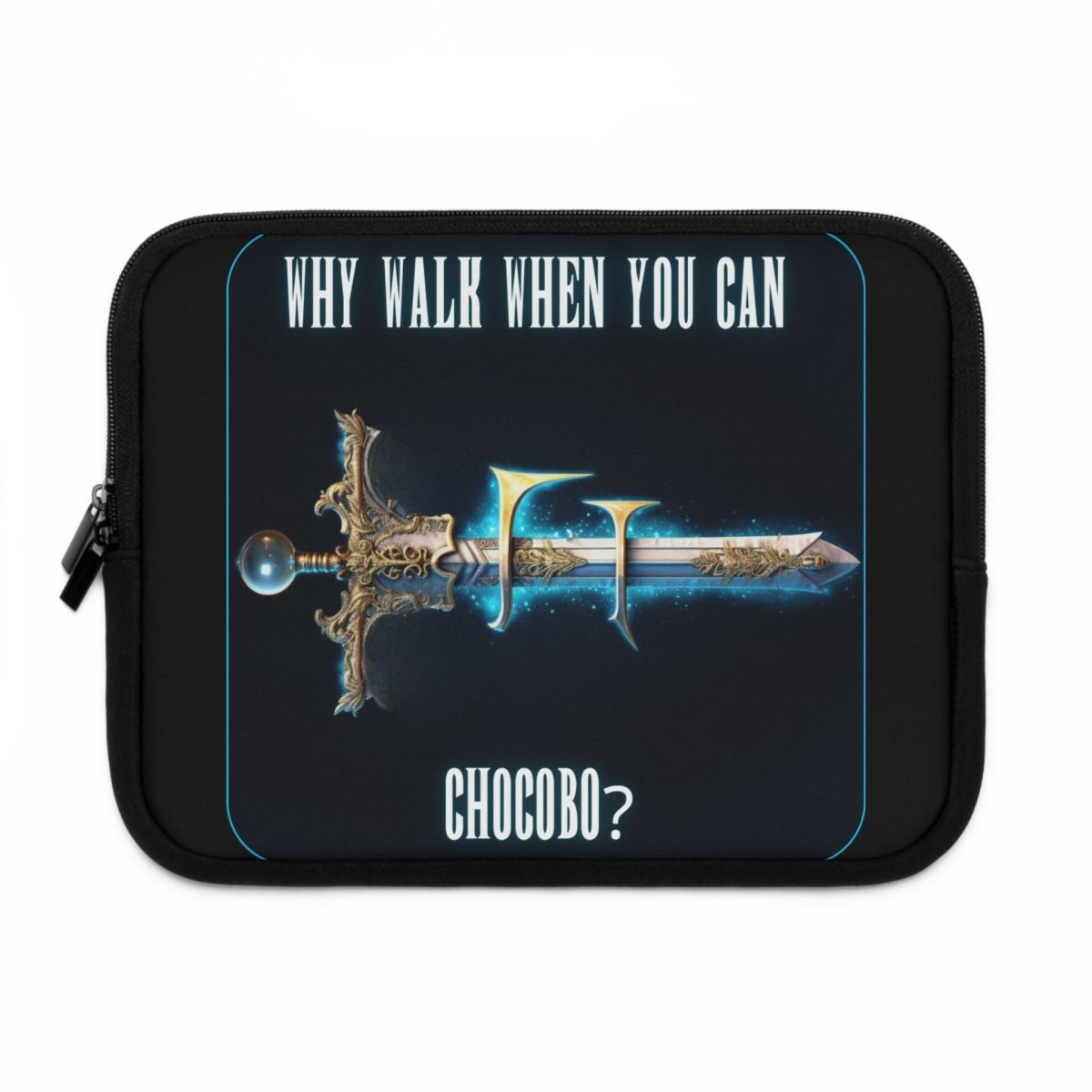 Goated Goods - Final Fantasy - Why walk when you can Chocobo - Laptop Sleeve - Black - 10"