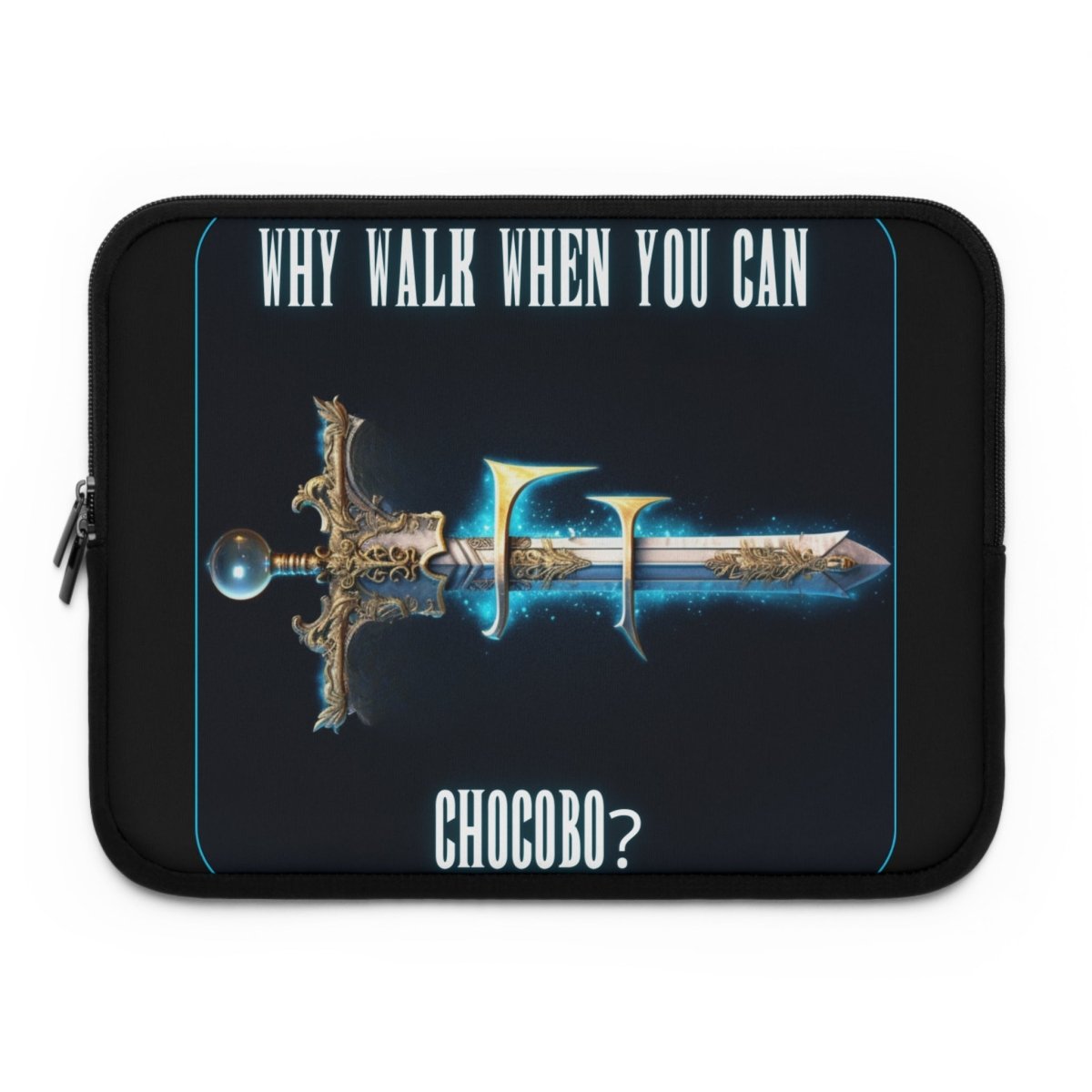 Goated Goods - Final Fantasy - Why walk when you can Chocobo - Laptop Sleeve - Black - 13"