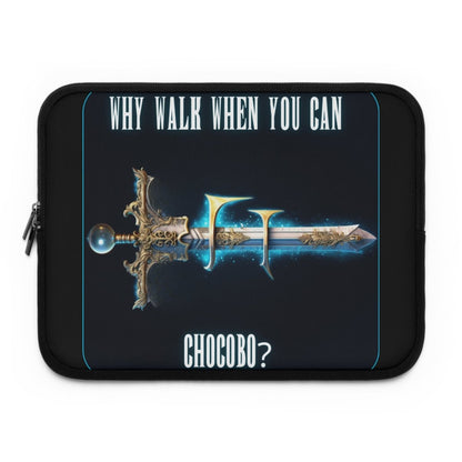 Goated Goods - Final Fantasy - Why walk when you can Chocobo - Laptop Sleeve - Black - 13"