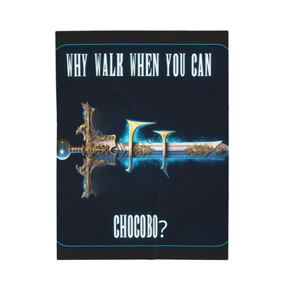 Goated Goods - Final Fantasy - Why walk when you can Chocobo - Velveteen Plush Blanket - 50" × 60" -