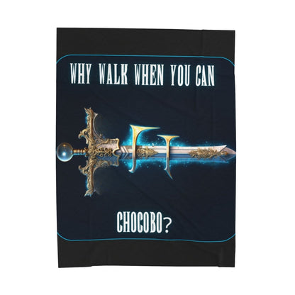 Goated Goods - Final Fantasy - Why walk when you can Chocobo - Velveteen Plush Blanket - 60" × 80" -