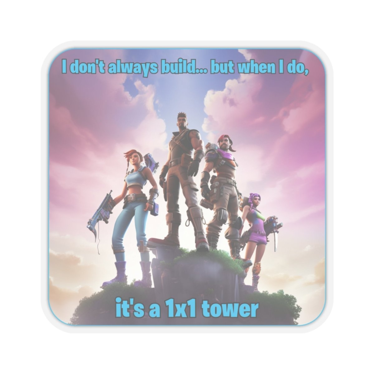 Goated Goods - Fortnite - 1x1 tower - Kiss-Cut Transparent Sticker - 2" × 2" - Transparent