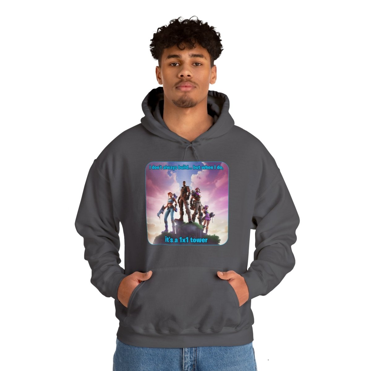 Goated Goods - Fortnite - 1x1 tower - Unisex Hoodie - Charcoal - S