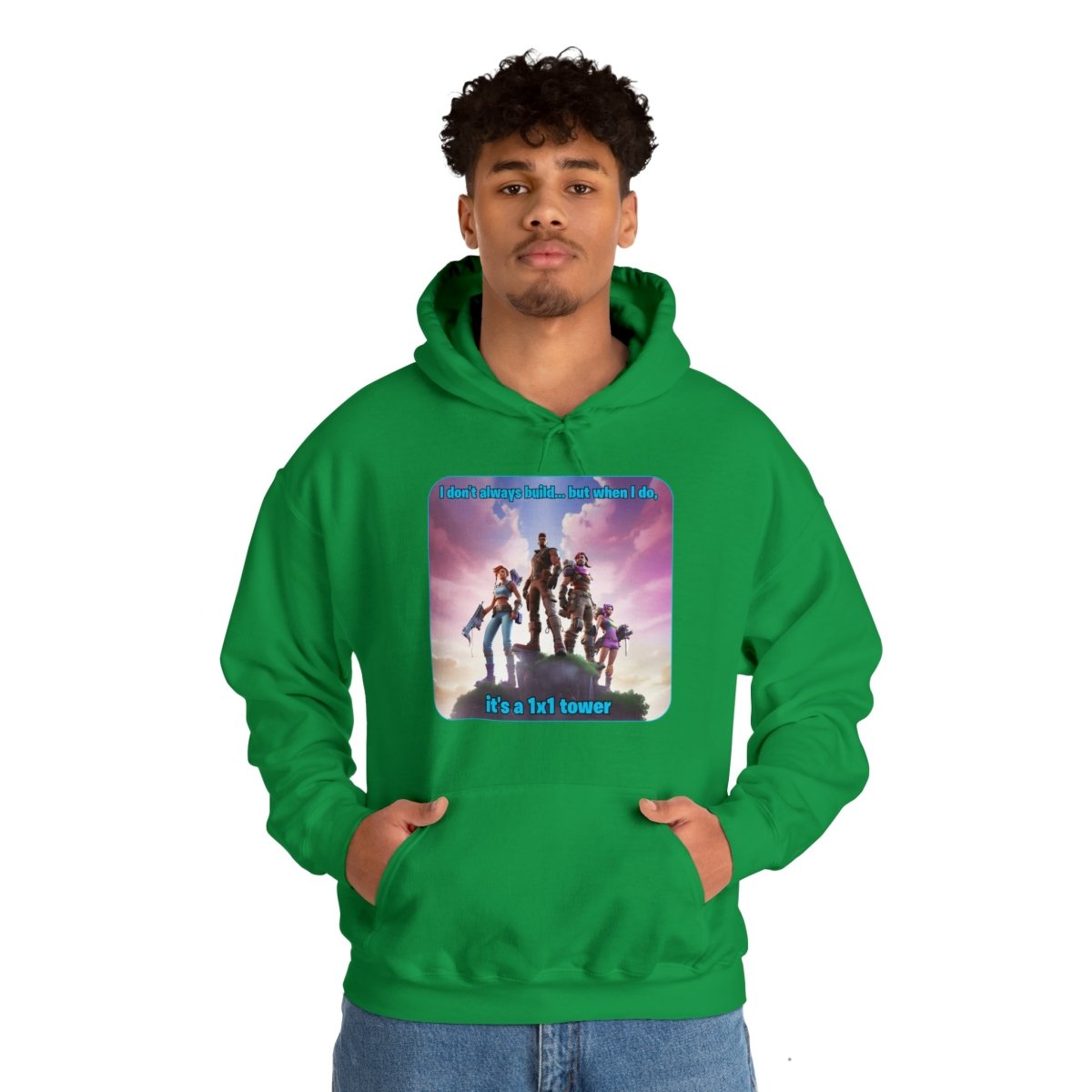 Goated Goods - Fortnite - 1x1 tower - Unisex Hoodie - Irish Green - S