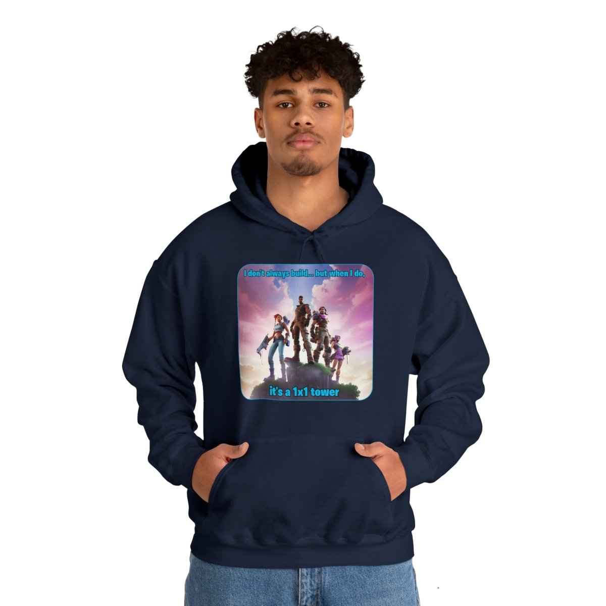 Goated Goods - Fortnite - 1x1 tower - Unisex Hoodie - Navy - S