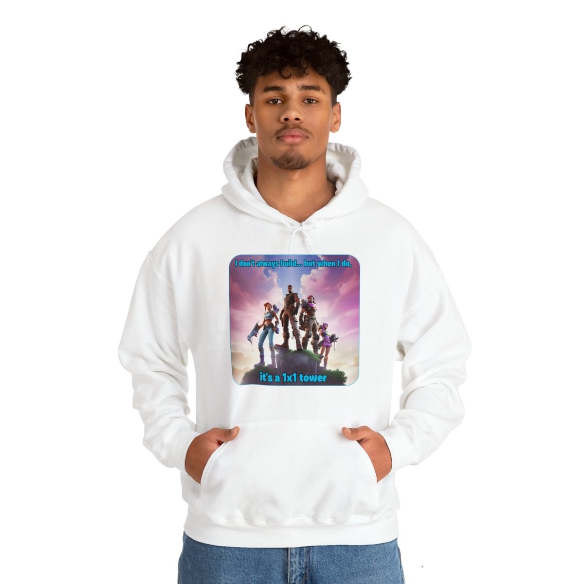 Goated Goods - Fortnite - 1x1 tower - Unisex Hoodie - White - S