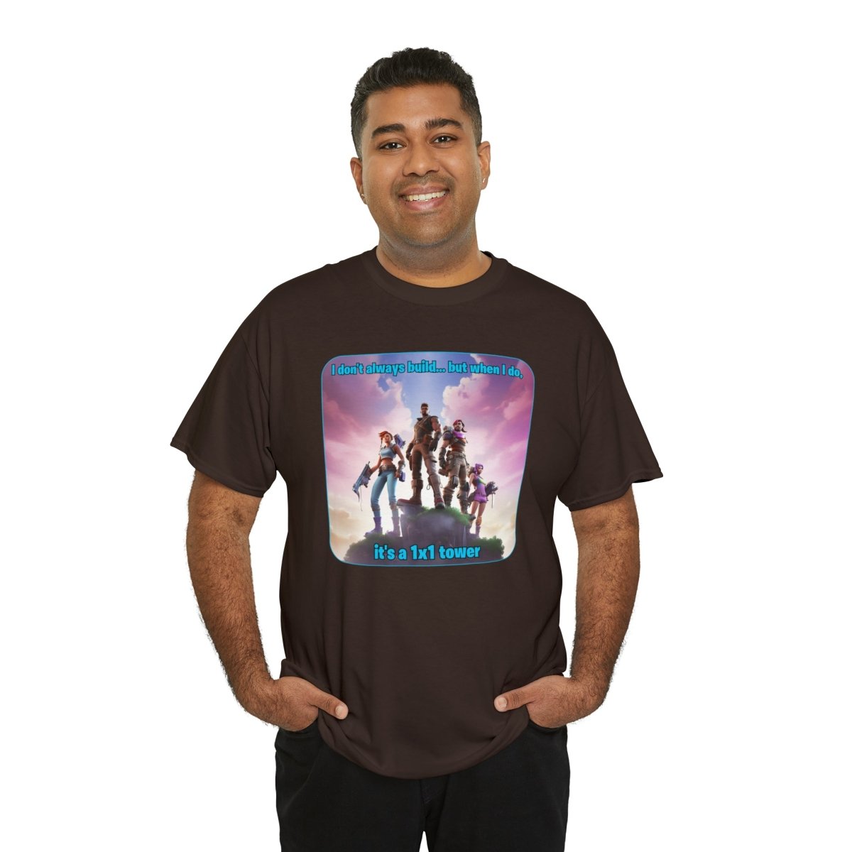 Goated Goods - Fortnite - 1x1 tower - Unisex T-shirt - Dark Chocolate - S