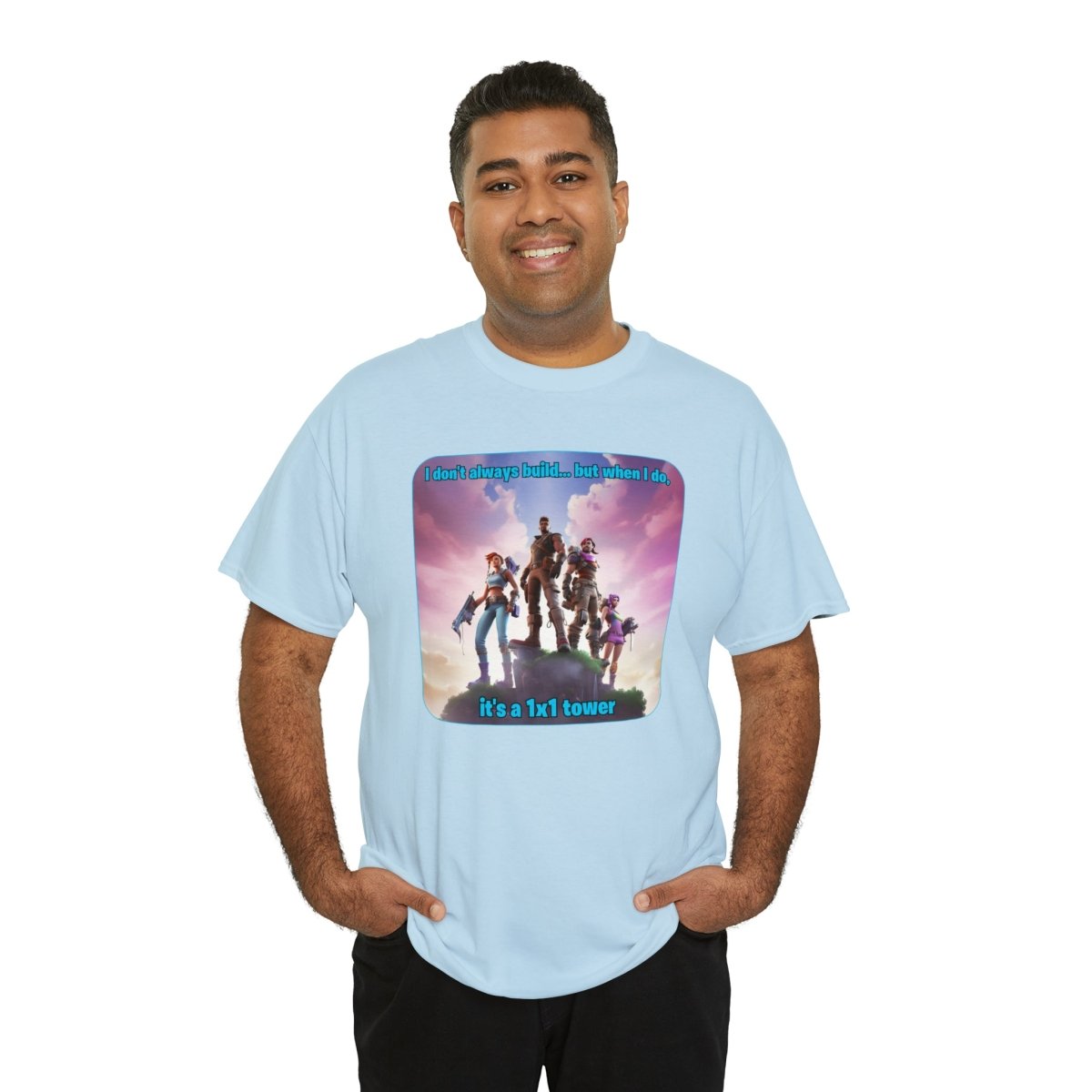 Goated Goods - Fortnite - 1x1 tower - Unisex T-shirt - Light Blue - S