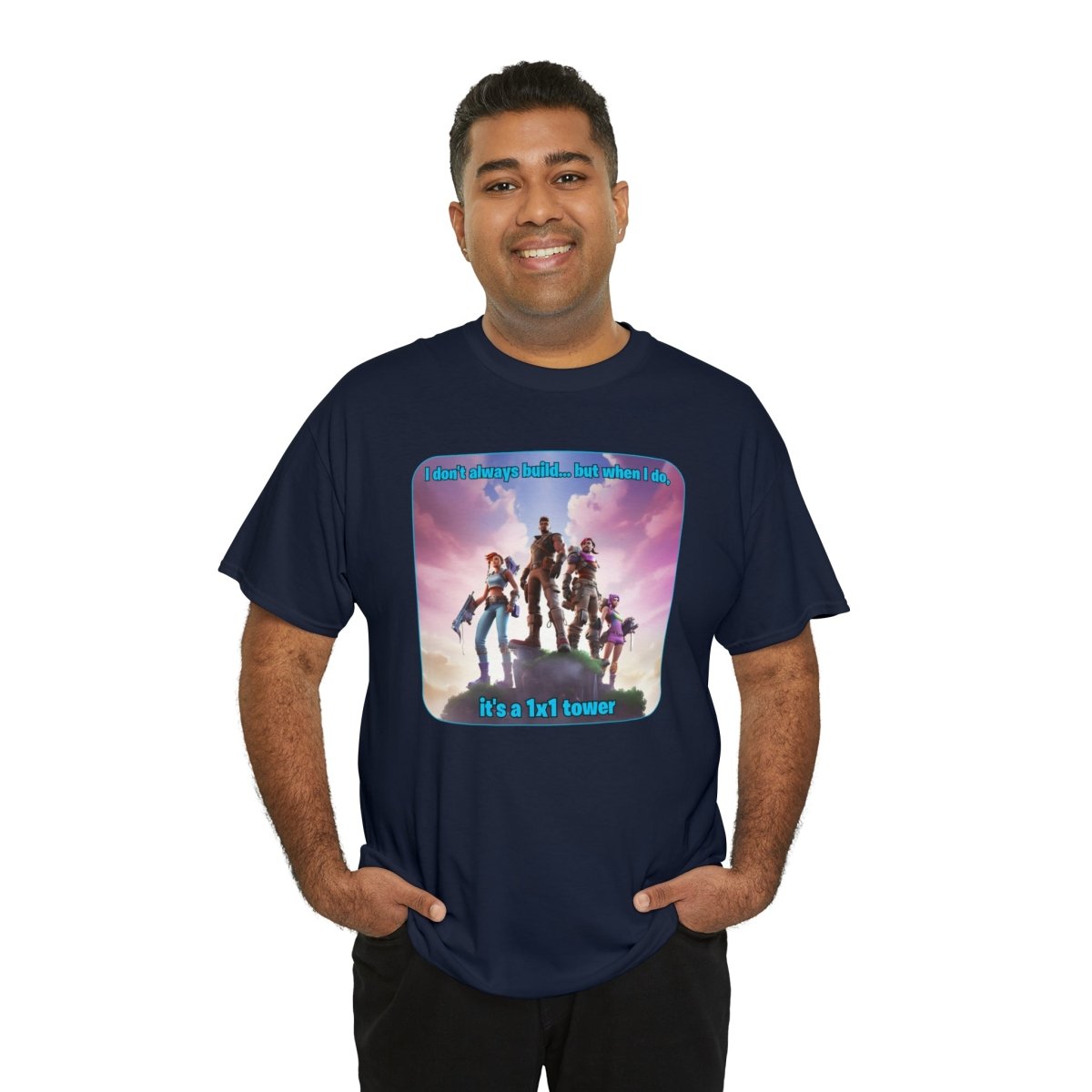 Goated Goods - Fortnite - 1x1 tower - Unisex T-shirt - Navy - S