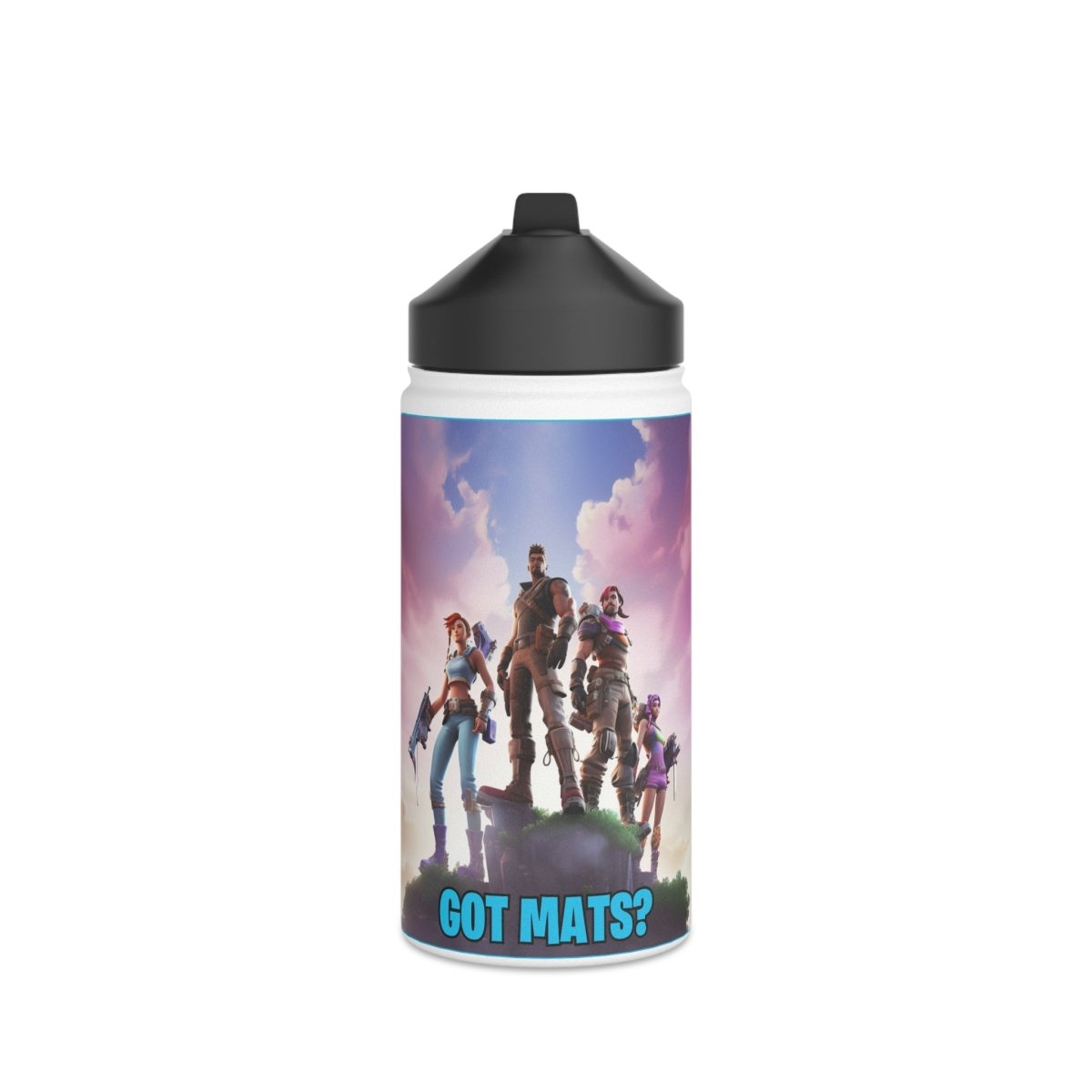 Goated Goods - Fortnite - Got Mats - Stainless Steel Water Bottle, Standard Lid - 12oz - White