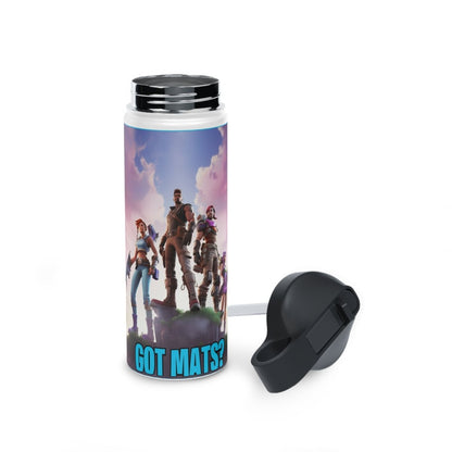 Goated Goods - Fortnite - Got Mats - Stainless Steel Water Bottle, Standard Lid - 18oz - White