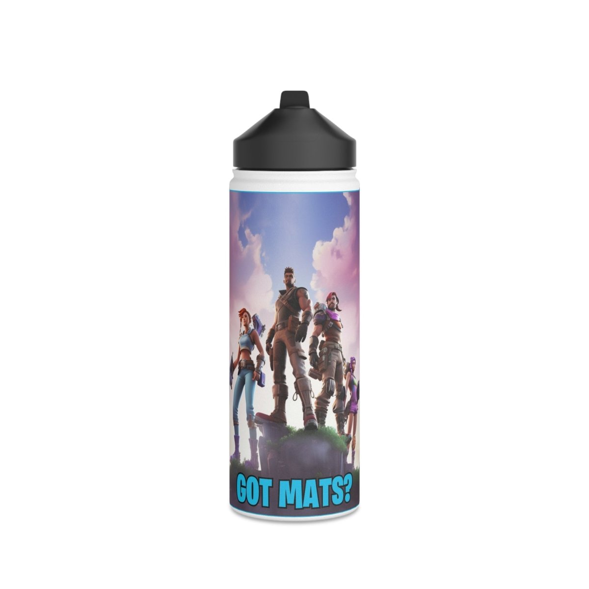 Goated Goods - Fortnite - Got Mats - Stainless Steel Water Bottle, Standard Lid - 18oz - White