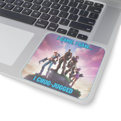 Goated Goods - Fortnite - I Came, I Saw, I Chug-Jugged - Kiss-Cut Transparent Sticker - 4" × 4" - Transparent