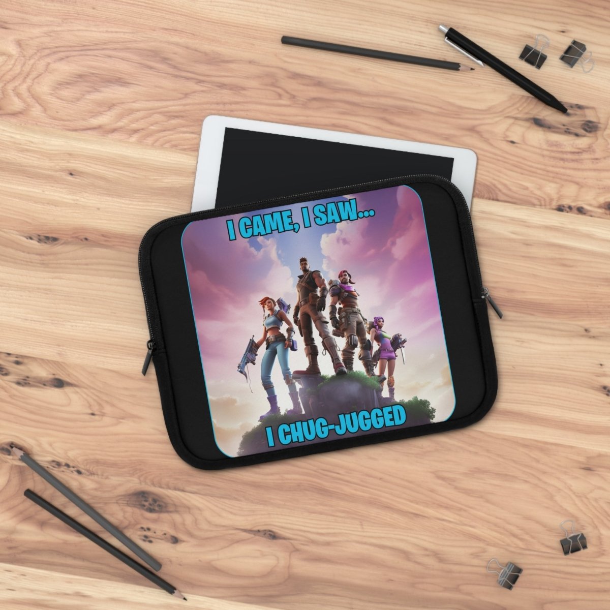 Goated Goods - Fortnite - I Came, I Saw, I Chug-Jugged - Laptop Sleeve - Black - 10"