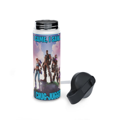 Goated Goods - Fortnite - I Came, I Saw, I Chug-Jugged - Stainless Steel Water Bottle, Standard Lid - 18oz - White