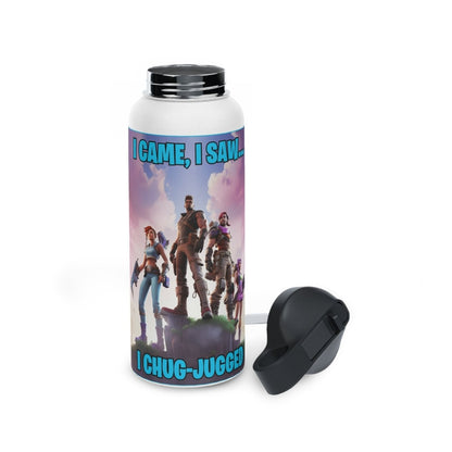 Goated Goods - Fortnite - I Came, I Saw, I Chug-Jugged - Stainless Steel Water Bottle, Standard Lid - 32oz - White