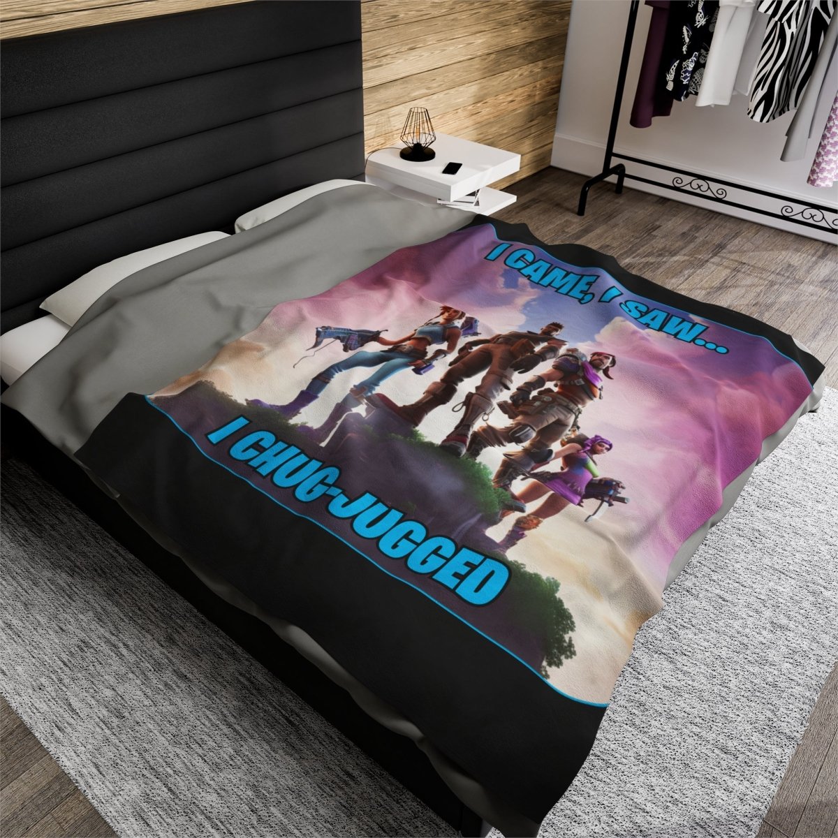 Goated Goods - Fortnite - I Came, I Saw, I Chug-Jugged - Velveteen Plush Blanket - 60" × 80" -