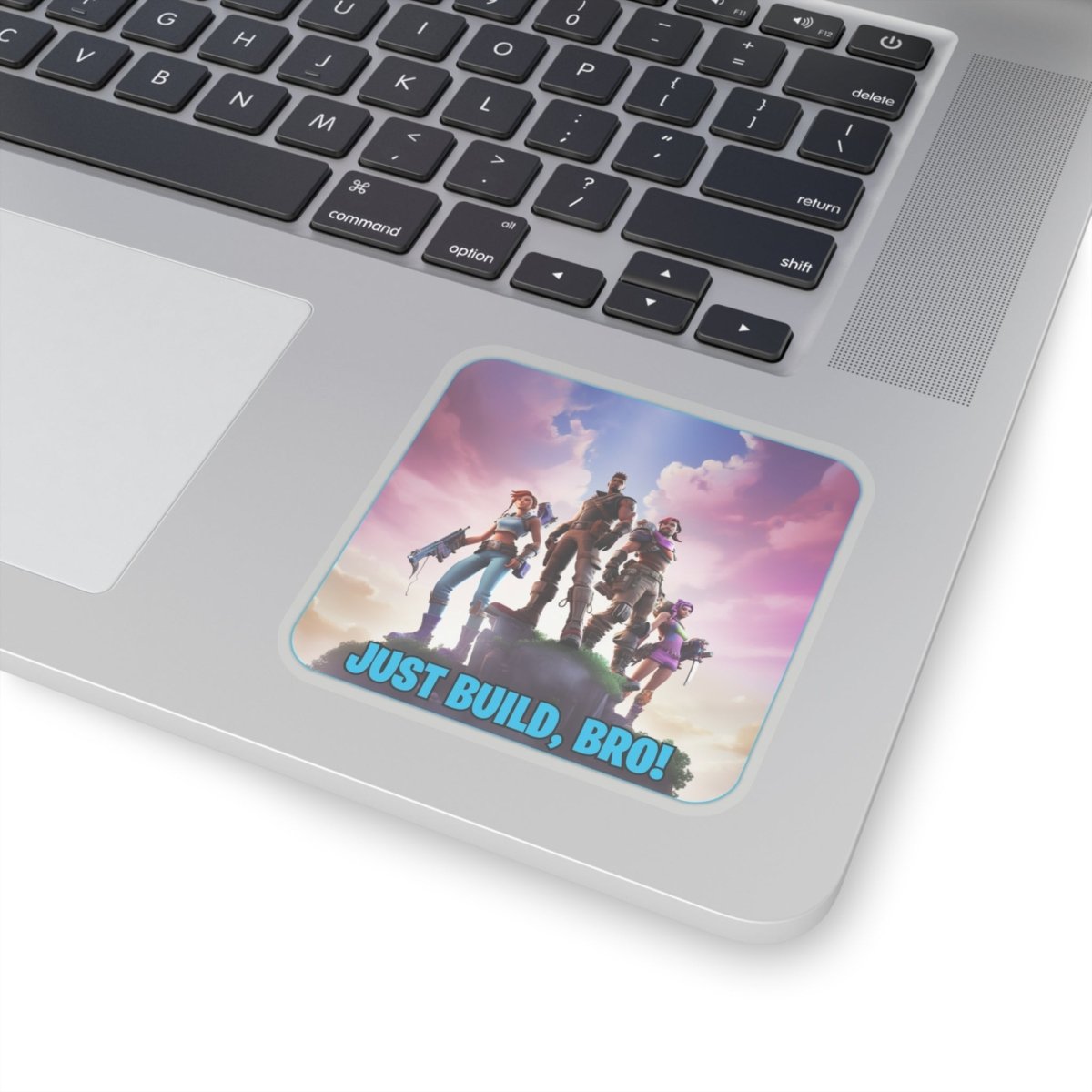 Goated Goods - Fortnite - Just Build, Bro! - Kiss-Cut Transparent Sticker - 3" × 3" - Transparent