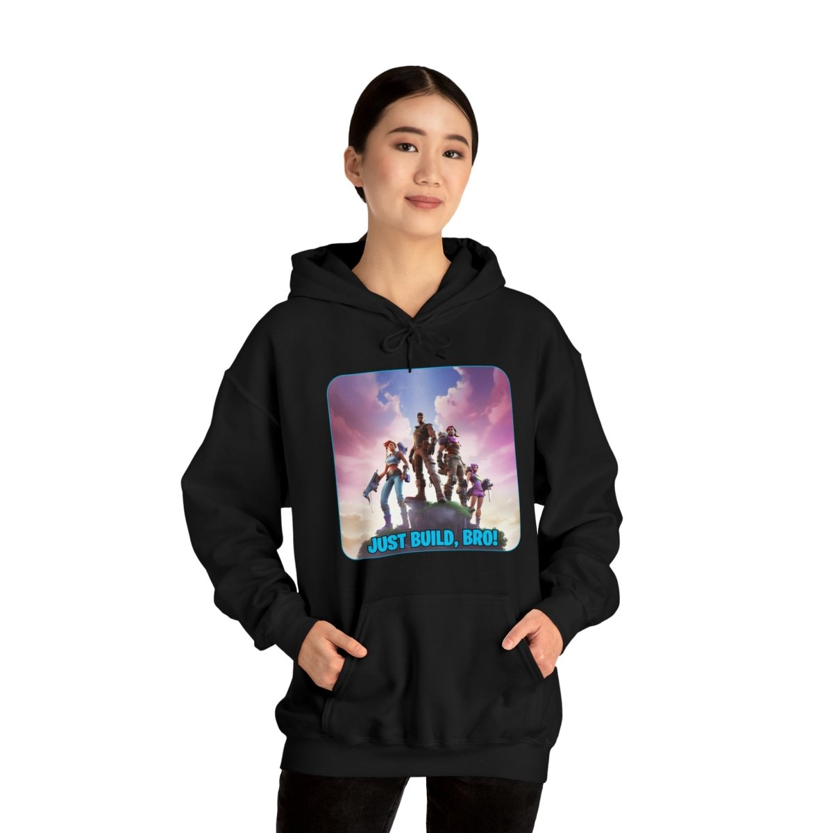 Goated Goods - Fortnite - Just Build, Bro! - Unisex Hoodie - Black - 2XL