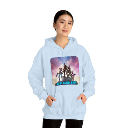 Goated Goods - Fortnite - Just Build, Bro! - Unisex Hoodie - Light Blue - M