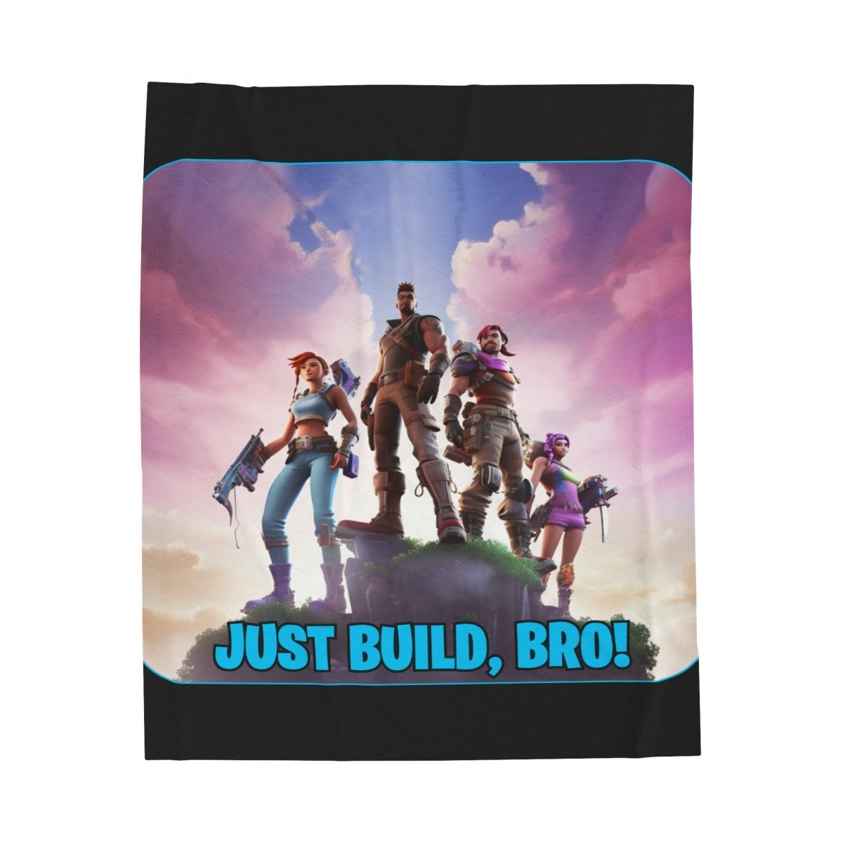 Goated Goods - Fortnite - Just Build, Bro! - Velveteen Plush Blanket - 30" × 40" -