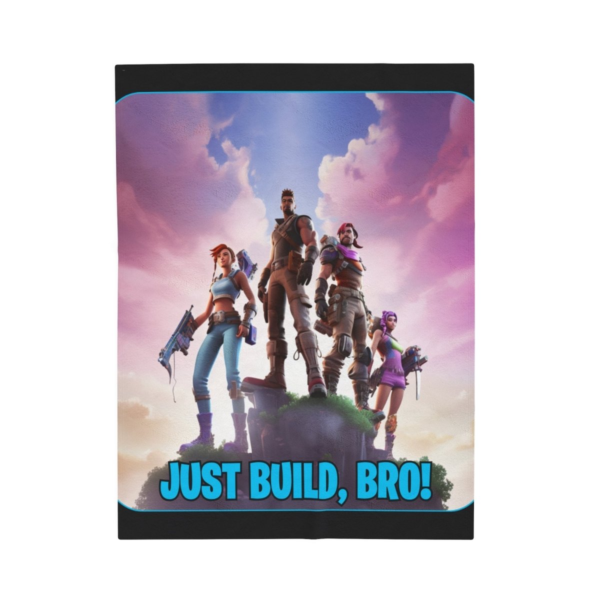 Goated Goods - Fortnite - Just Build, Bro! - Velveteen Plush Blanket - 50" × 60" -