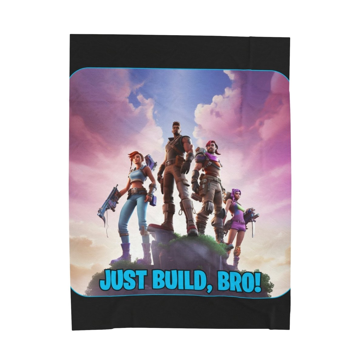 Goated Goods - Fortnite - Just Build, Bro! - Velveteen Plush Blanket - 60" × 80" -