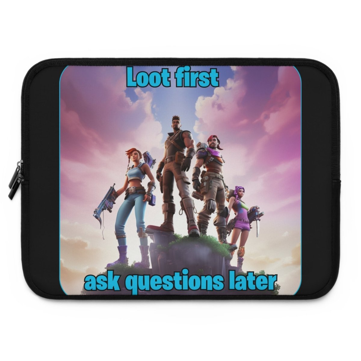 Goated Goods - Fortnite - Loot first, ask questions later - Laptop Sleeve - Black - 17"