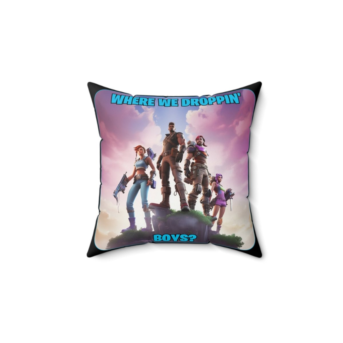 Goated Goods - Fortnite - Where We Droppin', Boys - Square Pillow - 14" × 14" -