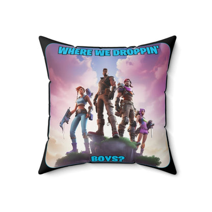 Goated Goods - Fortnite - Where We Droppin', Boys - Square Pillow - 18" × 18" -