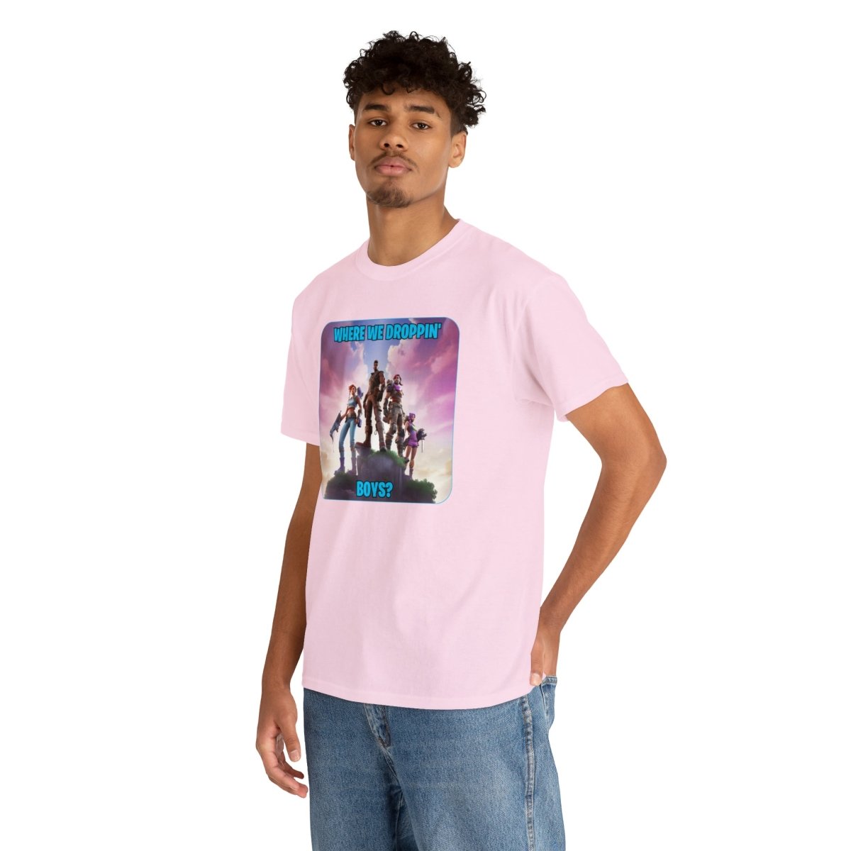 Goated Goods - Fortnite - Where We Droppin', Boys - Unisex T-shirt - Light Pink - 5XL