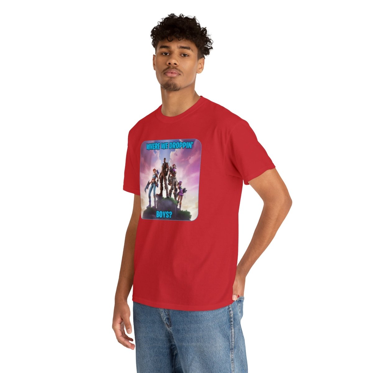 Goated Goods - Fortnite - Where We Droppin', Boys - Unisex T-shirt - Red - S