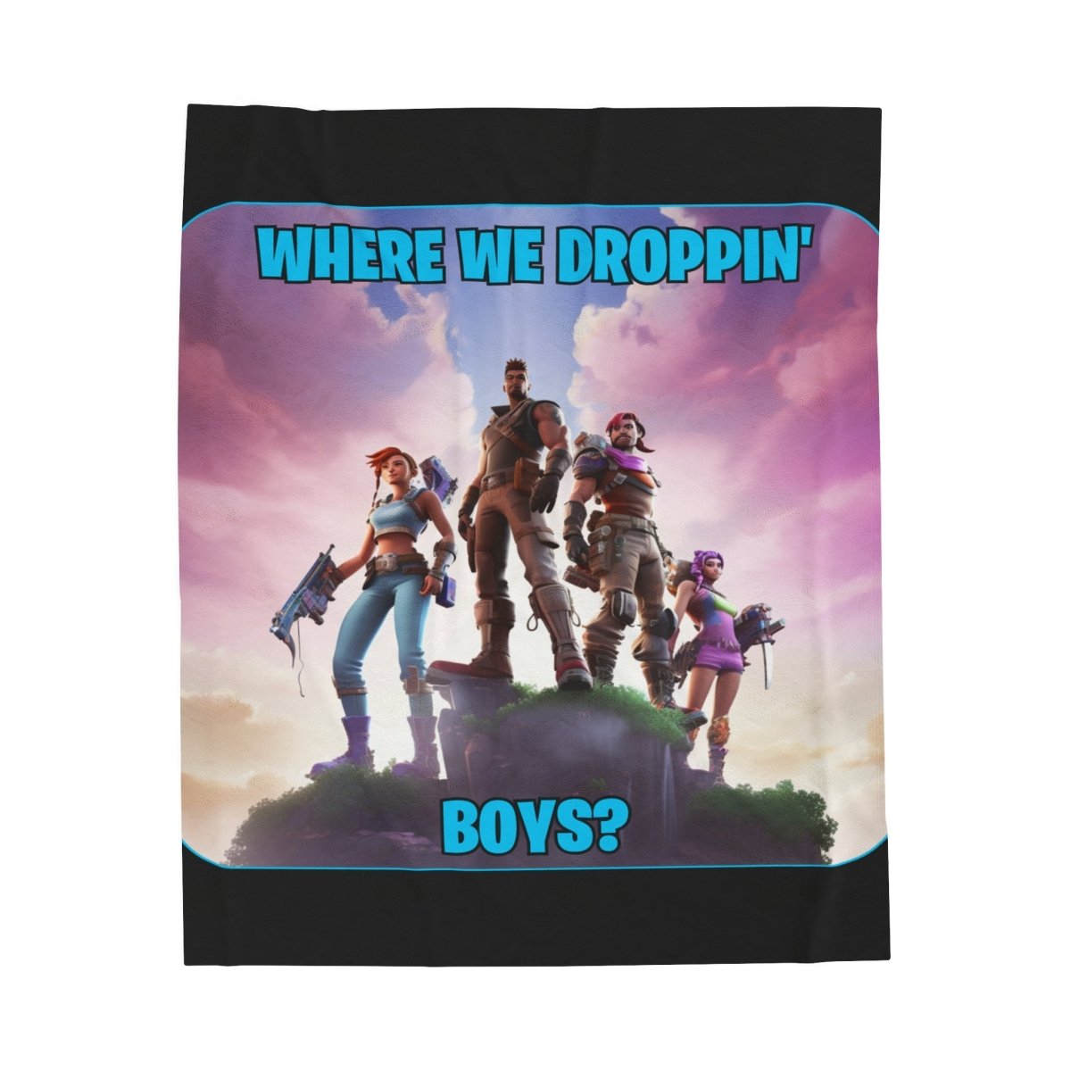 Goated Goods - Fortnite - Where We Droppin', Boys - Velveteen Plush Blanket - 30" × 40" -