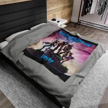 Goated Goods - Fortnite - Where We Droppin', Boys - Velveteen Plush Blanket - 50" × 60" -