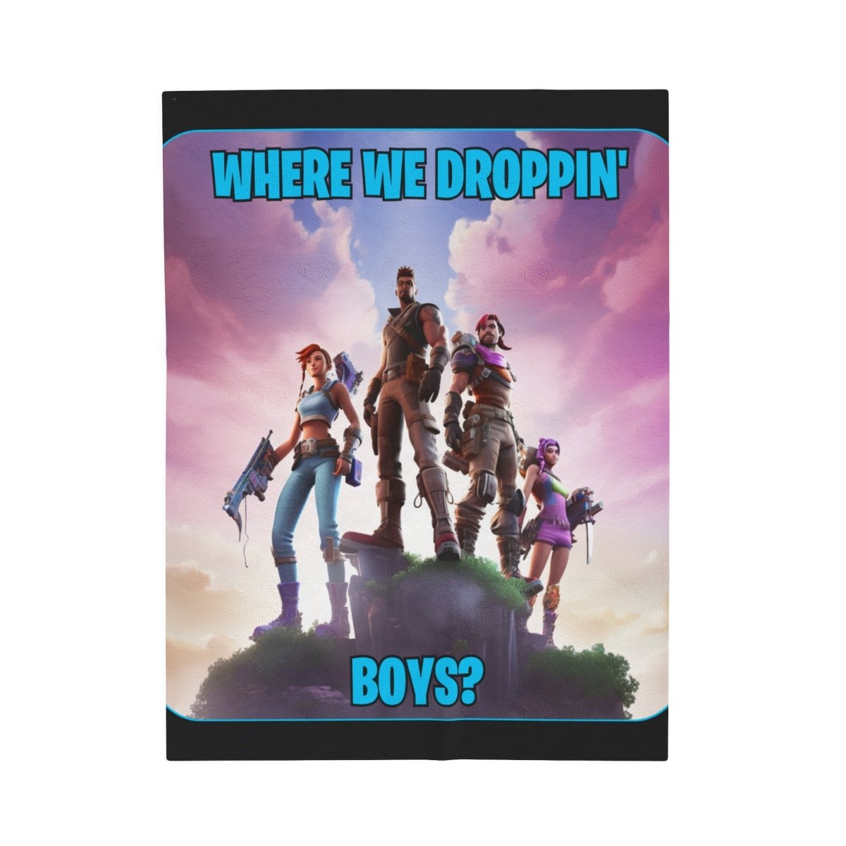 Goated Goods - Fortnite - Where We Droppin', Boys - Velveteen Plush Blanket - 50" × 60" -