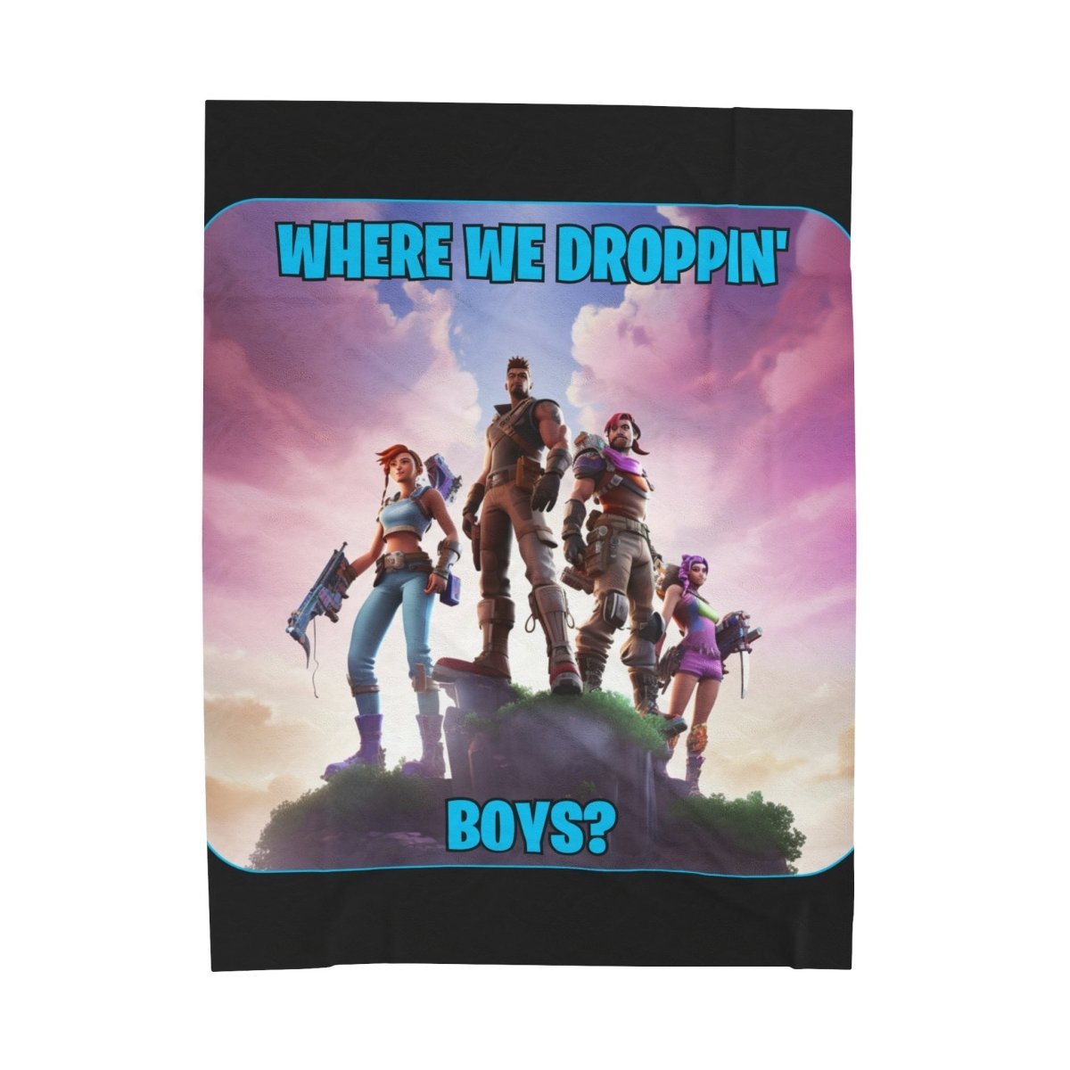 Goated Goods - Fortnite - Where We Droppin', Boys - Velveteen Plush Blanket - 60" × 80" -